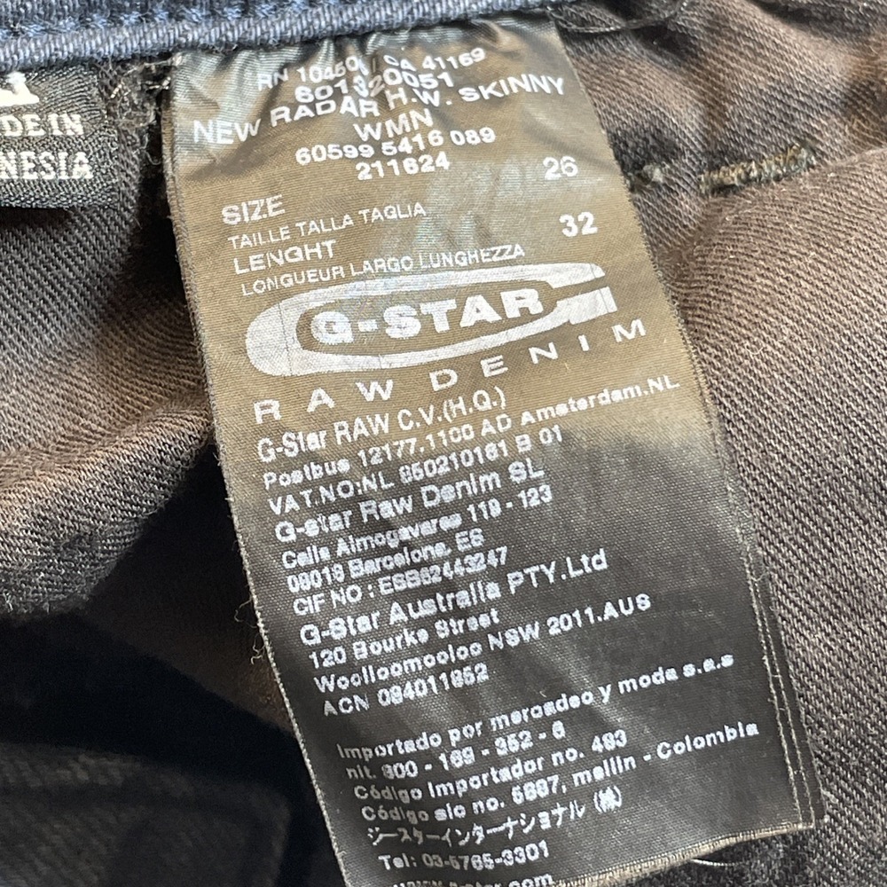 G-STAR New Radar H.W. Skinny Jeans Womens W26/L32 (Tag)Dark Blue Denim Stretchy - Picture 5 of 16